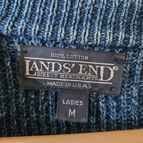 Lands end Ladies Chuncky Grandpa Sweater medium blue - Picture 4 of 5